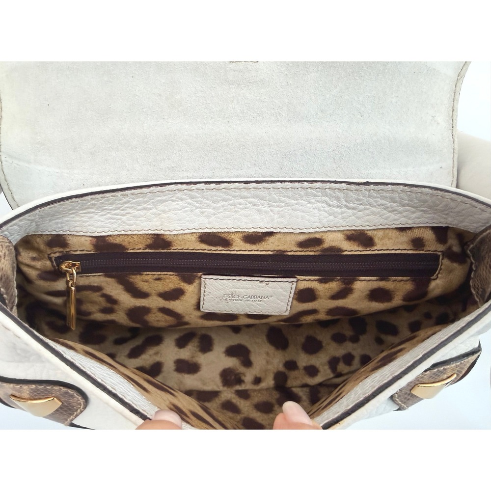 Dolce & Gabbana Vintage Y2K D-Ring Shoulder Bag White Leather & Python - Picture 9 of 13